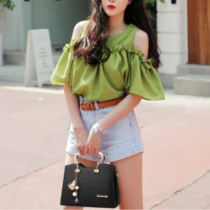 Luxury Handle PU Leather Pendant Large Capacity Messenger Crossbody Tote Bags