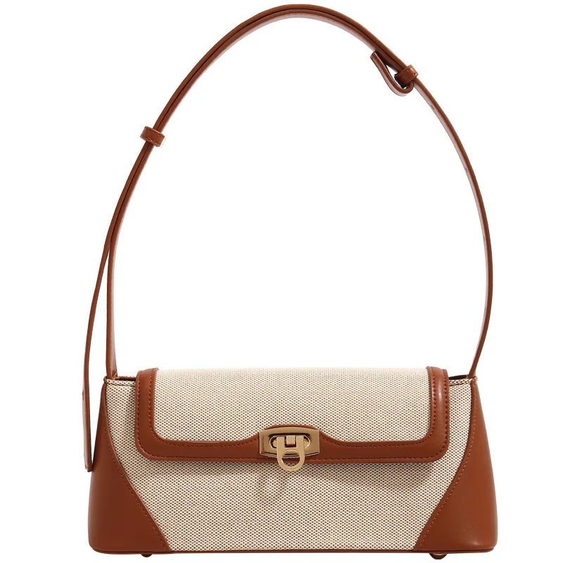 Luxury Light Patchwork Flap Pocket Button Closure Hasp Crossbody Shoulder Bag - Image 5