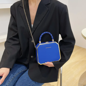 Luxury Small Square Simple Pure Color Box Car Stitching Craft PU Mate Shoulder Crossbody Bag