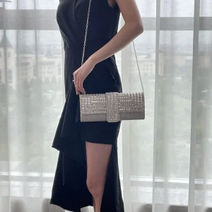 Luxury Solid Stick Diamond Dinner Hand Chain Wedding Party Crystal Evening Clutch Bag