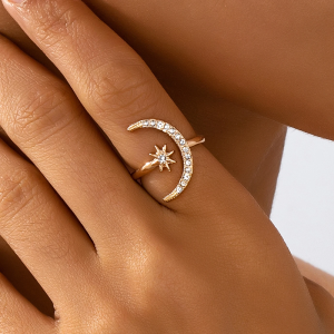 Luxury Star and Moon Accessible Fashionable and Personalized Suitable Ring