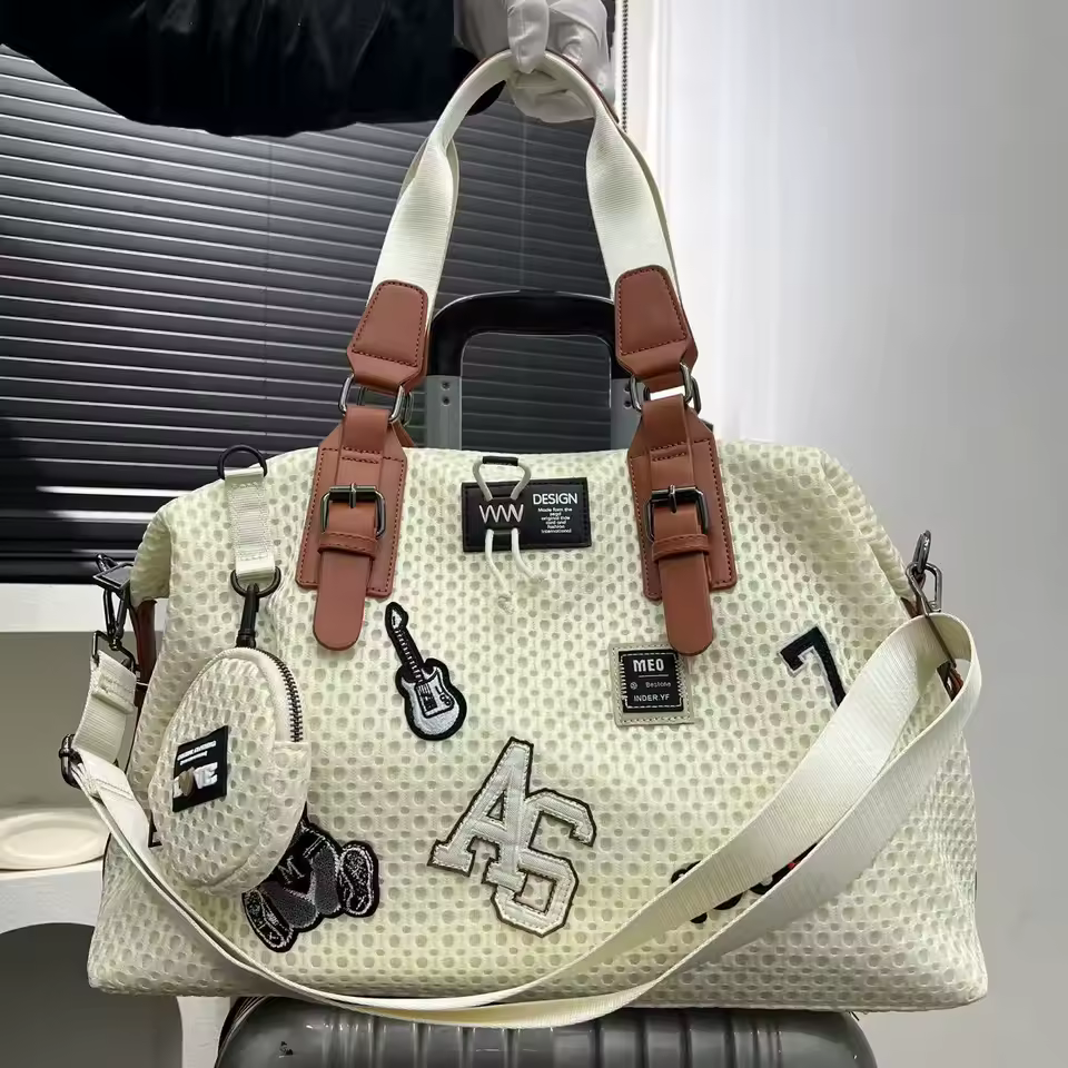 Mesh Nylon Adhesive Large Capacity Splicing Short Distance Travel Casual Handbag - Image 12