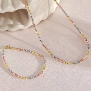 Multicolour Metal Beaded Necklaces Bracelets High Quality Handmade Jewelry Set