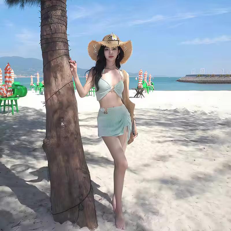 New Style Separate Three-piece Bikini Vacation Hot Spring Swimsuit