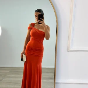 One Shoulder Backless Off-shoulder Sleeveless Bodycon Elegant Long Dresses