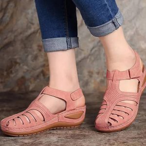 Premium Back Strap Covered Ankle-Wrap Orthopedic Wedge Heels Sandals