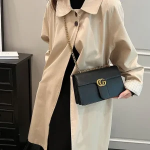 Retro Synthetic Leather Single Versatile Chain Small Square Shoulder Crossbody Bag