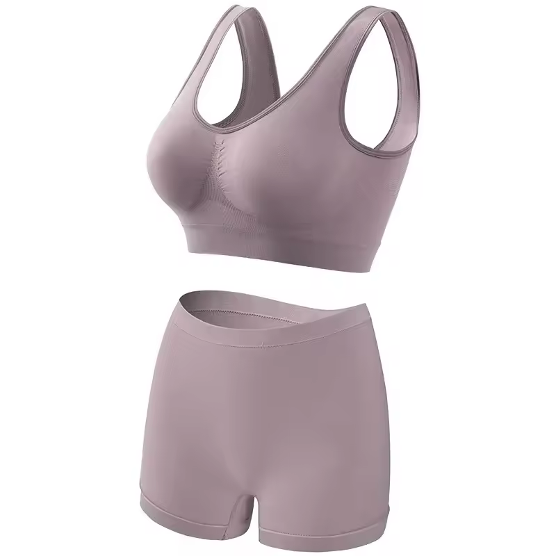 Seamless Low Waist Underwear Tanks Bra Top Boyshort Panties Casual Sports Lingerie Set - Image 13