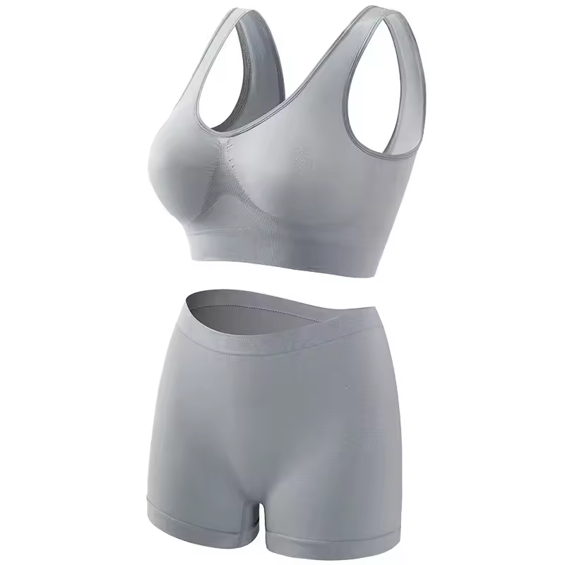 Seamless Low Waist Underwear Tanks Bra Top Boyshort Panties Casual Sports Lingerie Set - Image 15