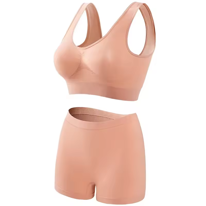 Seamless Low Waist Underwear Tanks Bra Top Boyshort Panties Casual Sports Lingerie Set - Image 22