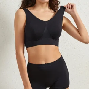 Seamless Low Waist Underwear Tanks Bra Top Boyshort Panties Casual Sports Lingerie Set