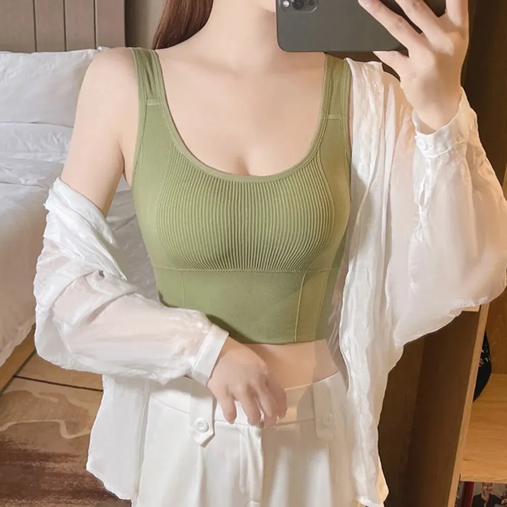 Seamless Wire Free Comfortable Padded Support Yoga Workout Sports Cropped Tops