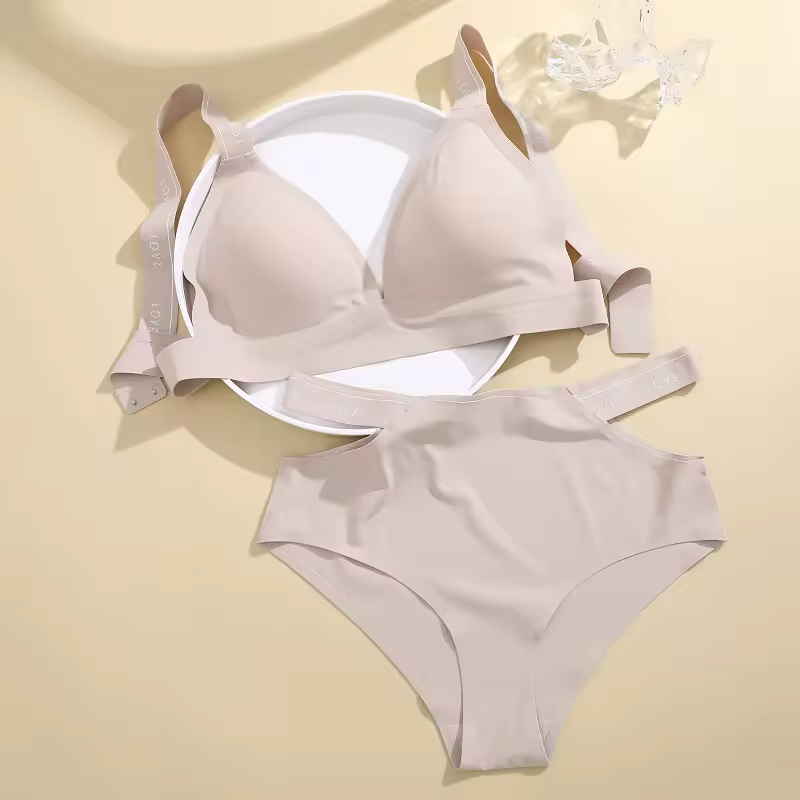 Seamless Wireless Bra Hollow Out With Low Waist Briefs Panties Underwear Set - Image 3