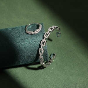 Shiny Crystal Elegant Charms Geometric Ring Bangle Jewelry Set