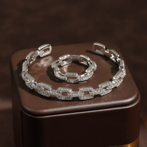 Shiny Crystal Vintage Charms Geometric Ring Bangle Jewelry Set