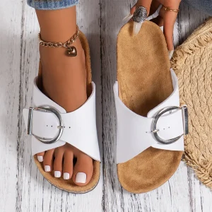 Simple Solid Color Buckle Cover For Wearing Straight Flat Sandal