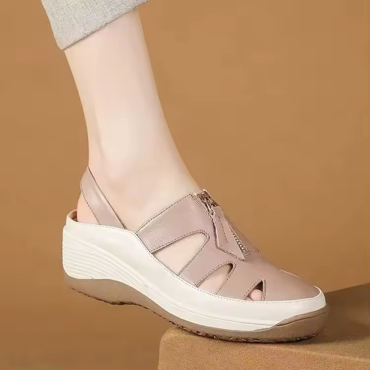Soft Sole Genuine Leather Wedge Hollow-Out Breathable Sandals