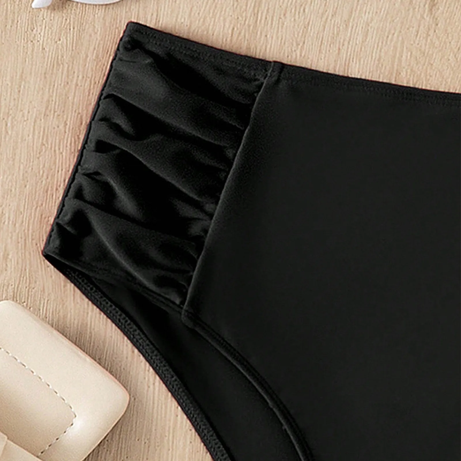 Solid Color High Waist High Elasticity Bottoms Daily Beach Vacation Swimwear Briefs - Image 8