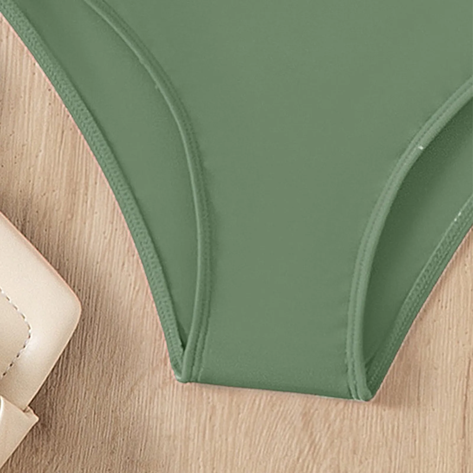 Solid Color High Waist High Elasticity Bottoms Daily Beach Vacation Swimwear Briefs - Image 10