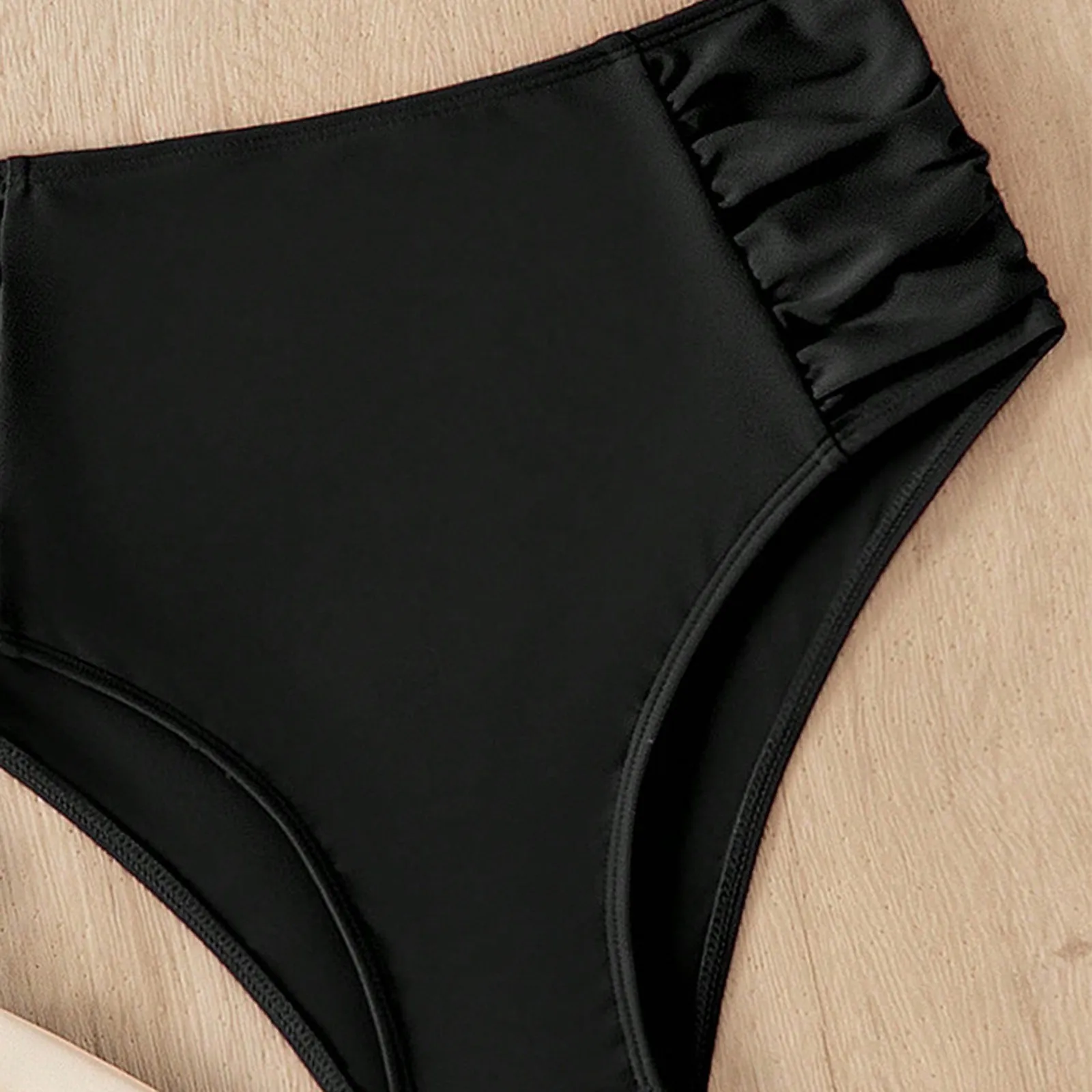 Solid Color High Waist High Elasticity Bottoms Daily Beach Vacation Swimwear Briefs - Image 7