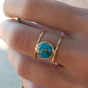 Statement Imitation Turquoise Stone Chic Boho Style Finger Ring