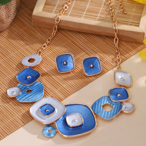 Temperament Popular Trendy Geometry Necklace Earrings Jewelry Sets