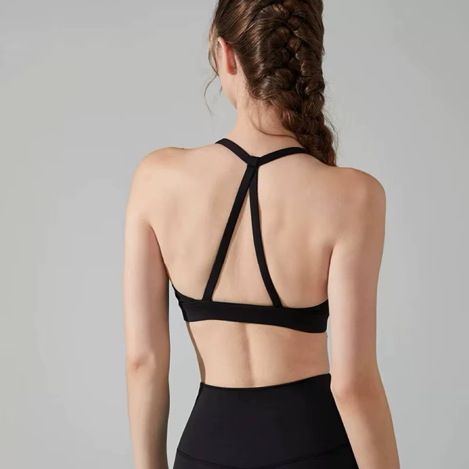 Triangle Cross Thin Belt Gathered Yoga Beauty Back Fitness Top - Image 3