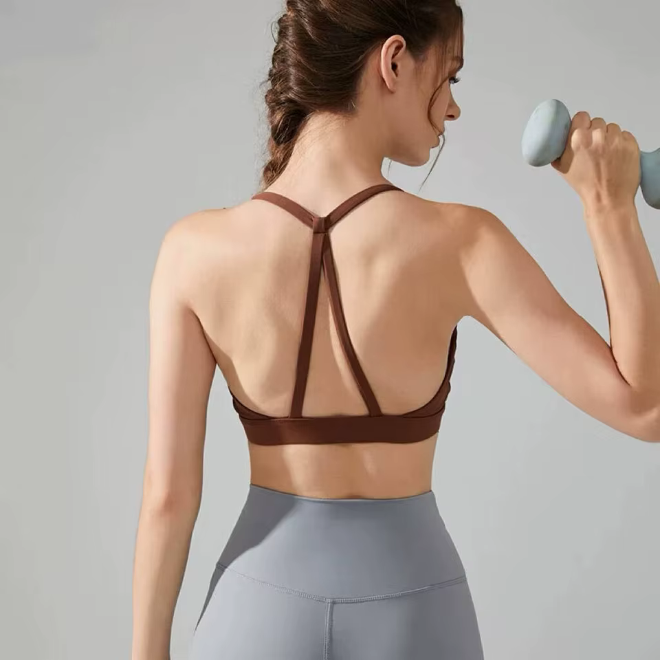 Triangle Cross Thin Belt Gathered Yoga Beauty Back Fitness Top - Image 5
