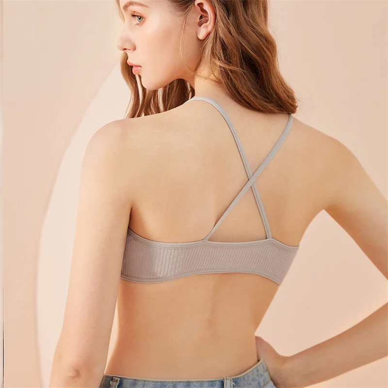 Triangle Cup Cotton Underwear Panties Kit Breathable Wireless Underwear Bra Set - Image 2