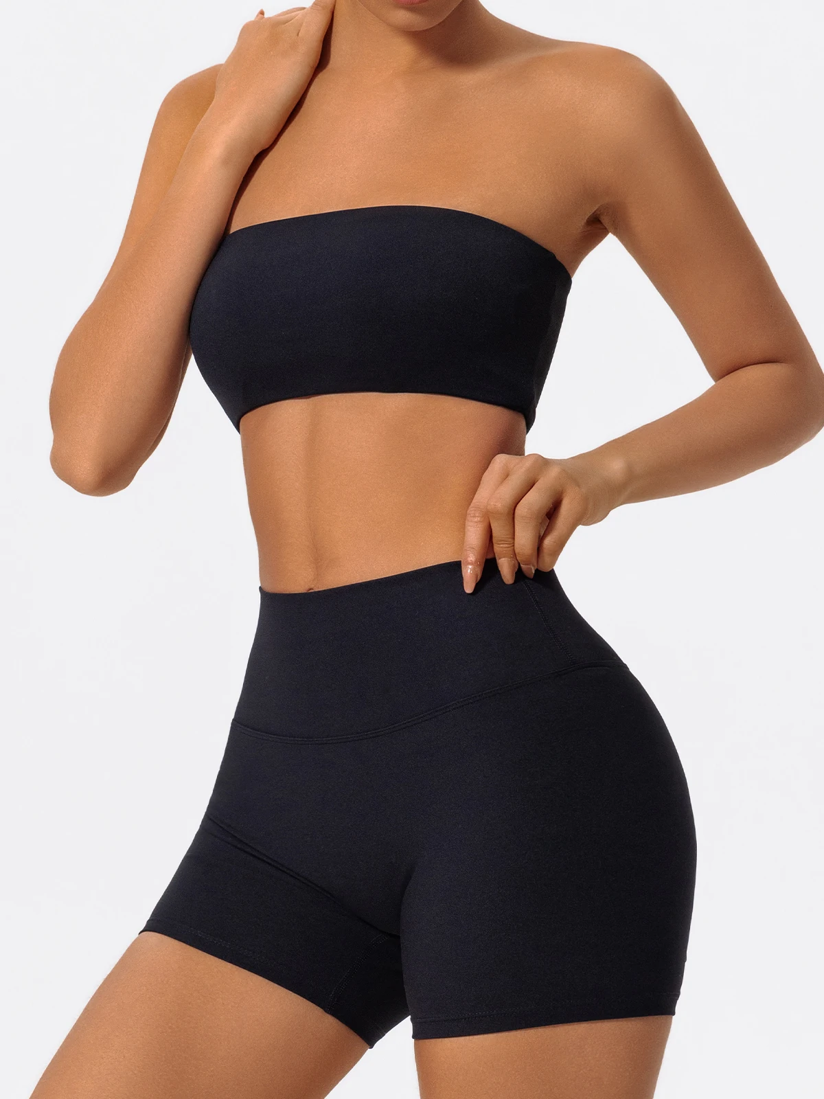 Two Piece Fitness Sports Workout Yoga Outfit Strapless Bra Gym Suits - Image 15