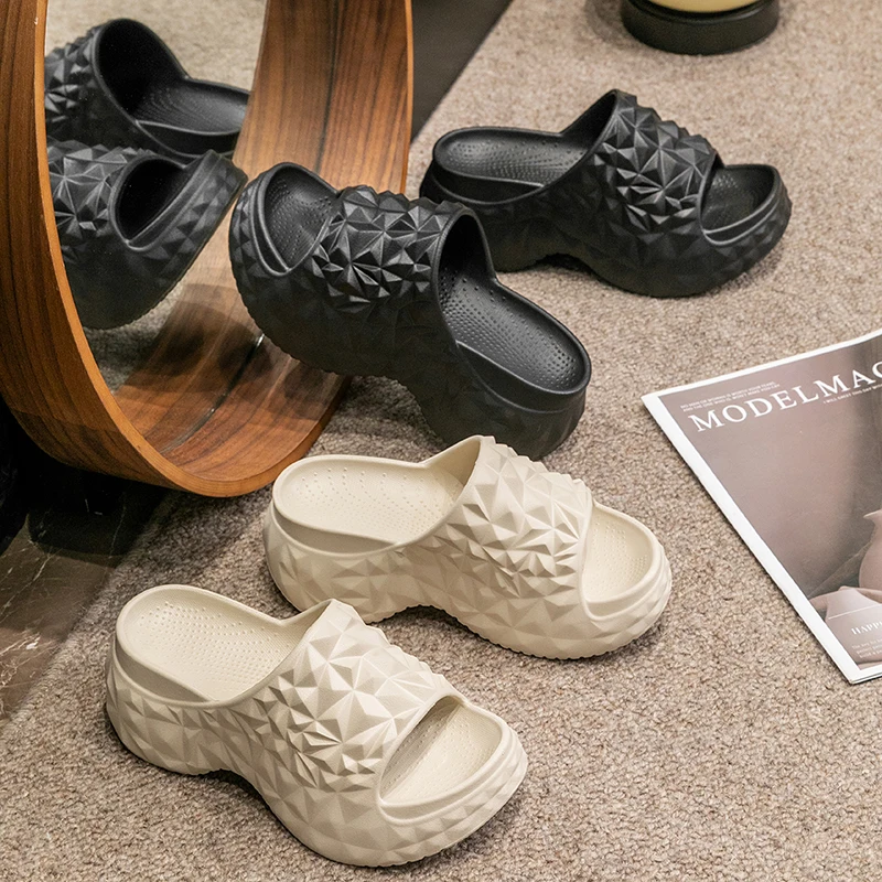 Comfort Soft Chunky Open Toe Non-slip Beach Style Thick Bottom Slides Slippers - Image 9