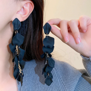 Vintage Exaggerated Temperament Fashion Flowers Long Tassel Dangle Earrings