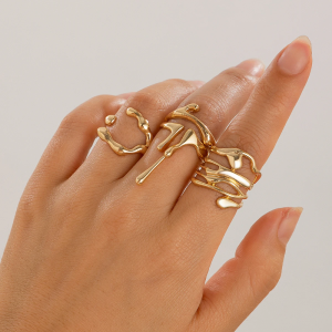 Vintage Irregular Lava Open Adjustable Couple Rings