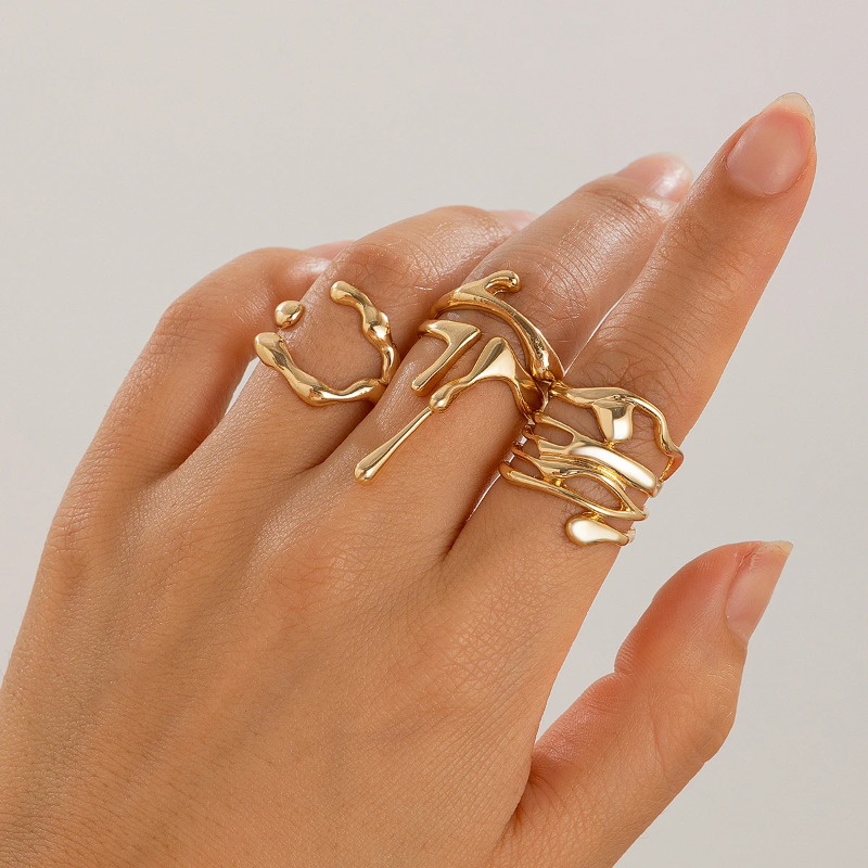 Vintage Irregular Lava Open Adjustable Couple Rings