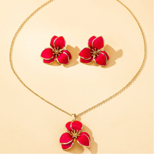 Elegant Flower Suitable Retro Palace Style Necklace and Earrings Jewelry Set