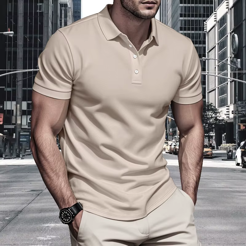 Casual Cotton Anti-Pilling Short Sleeved Office Style Polo T-shirt - Image 3
