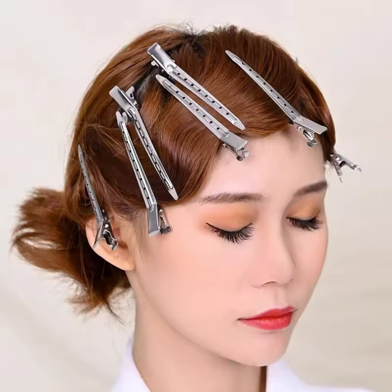 10pcs Make Up Bangs Hair Fixing Tools Hair Clip Stainless Steel Duckbill Clip Type for Barber Makeup