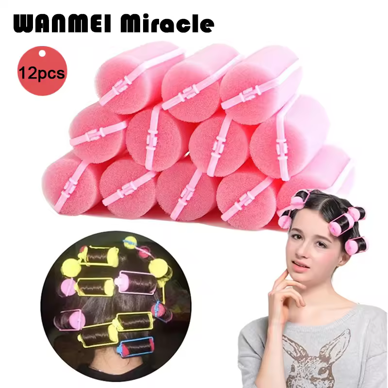 12pcs Sponge Foam Soft Household DIY Styling Curlers Cushion Rollers