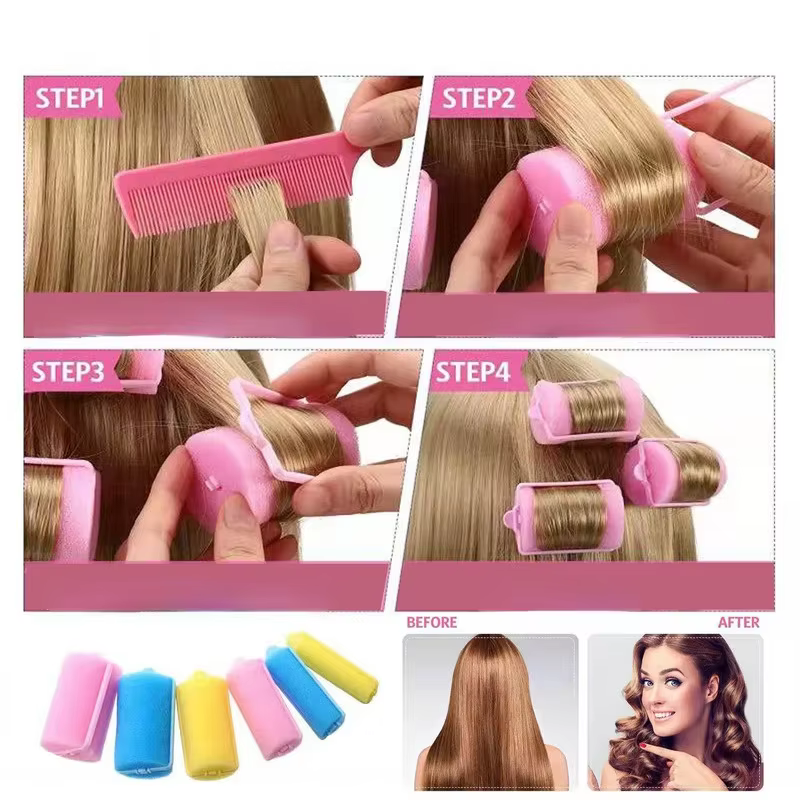 12pcs Sponge Foam Soft Household DIY Styling Curlers Cushion Rollers - Image 3