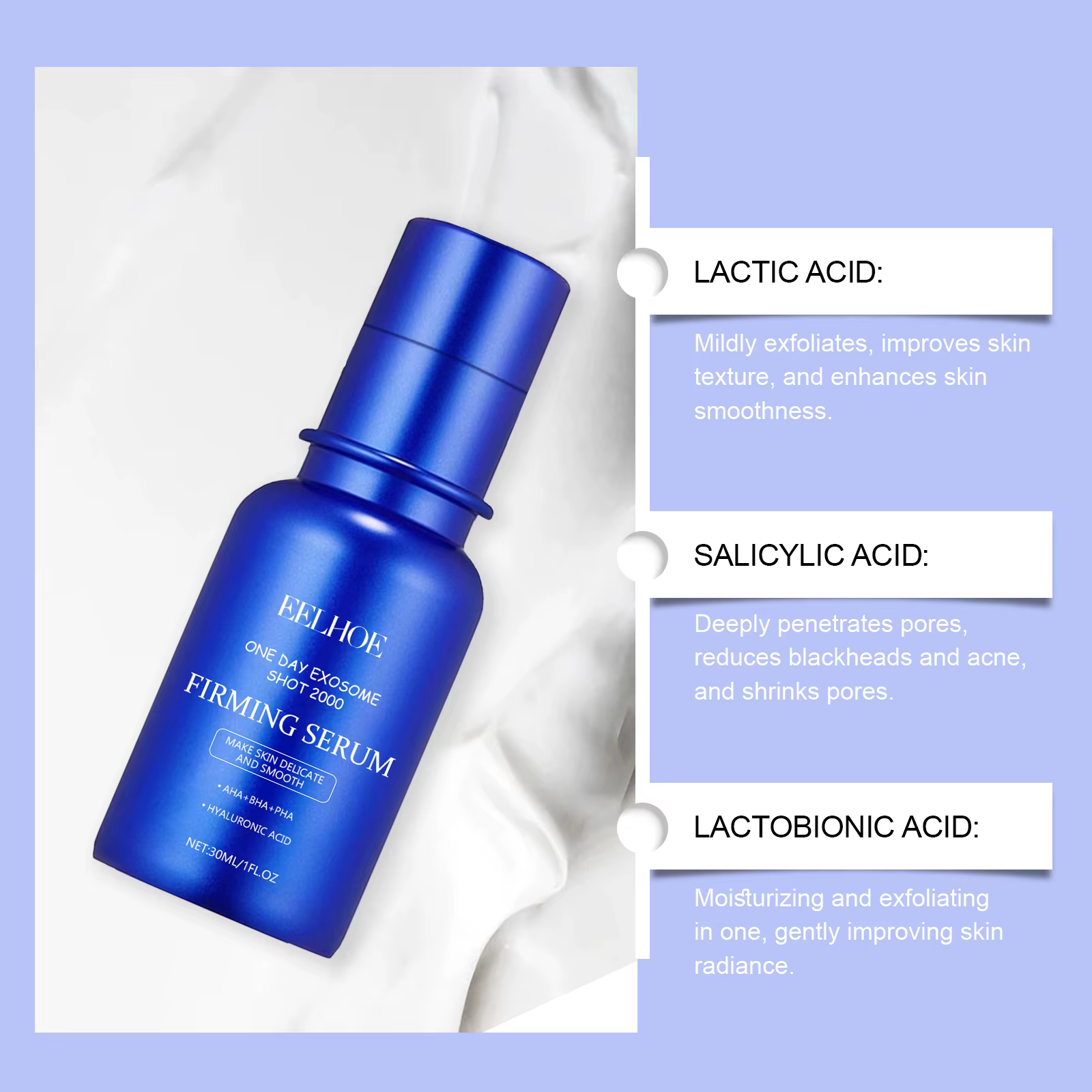 Shrink Pores Lifting Firming Lactic Acid Smooth Lighten Salicylic Acid 2 Piece Facial Lotion - Image 8