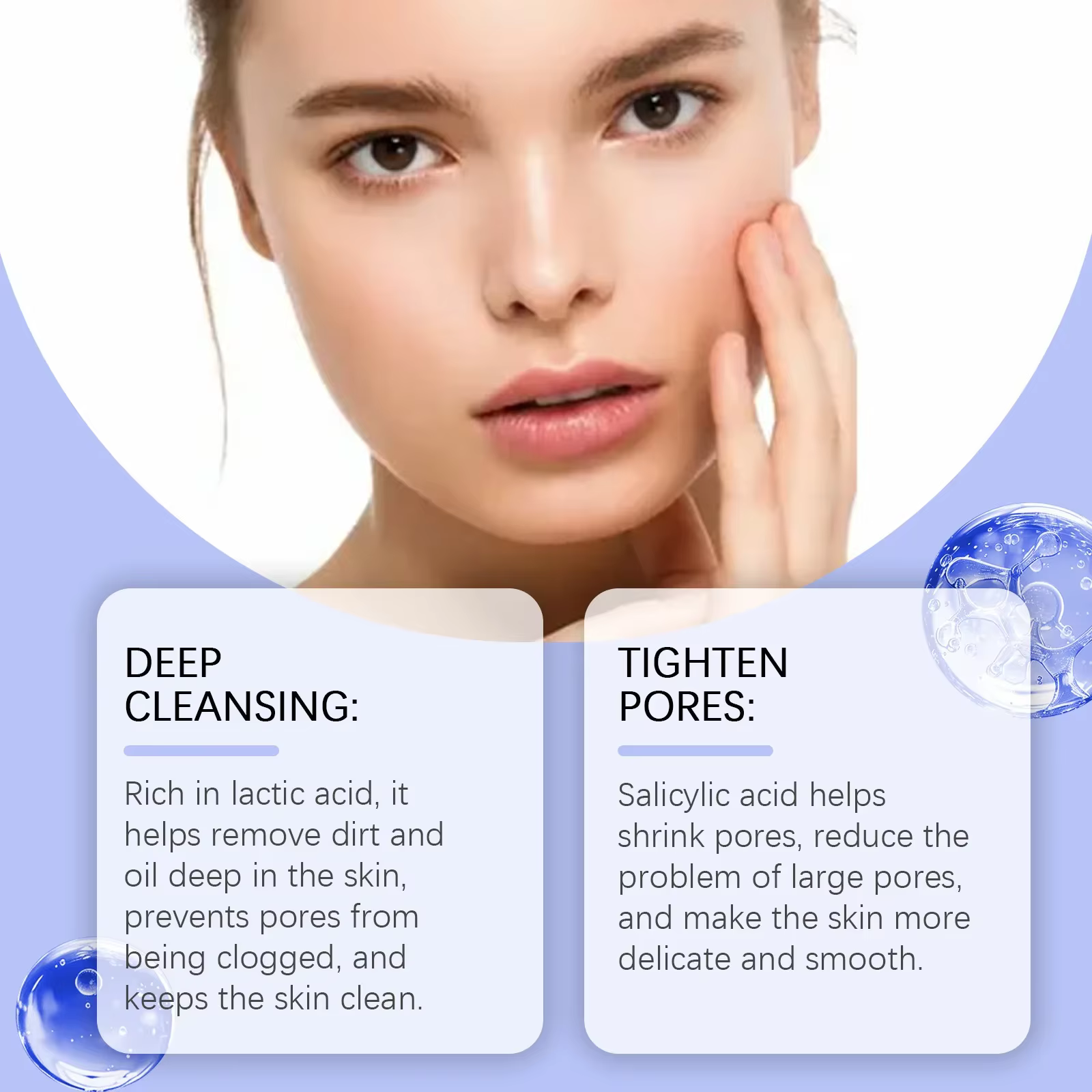 Shrink Pores Lifting Firming Lactic Acid Smooth Lighten Salicylic Acid 2 Piece Facial Lotion - Image 4