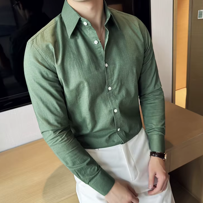 Men's Solid Color Breathable and Sweat-wicking Long-sleeve Shirt - Image 15