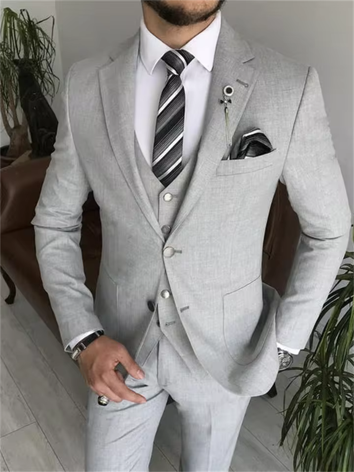 3 Piece Notch Lapel Single Breasted Suits for Men Chic Formal Casual Business Wedding Tuxedo