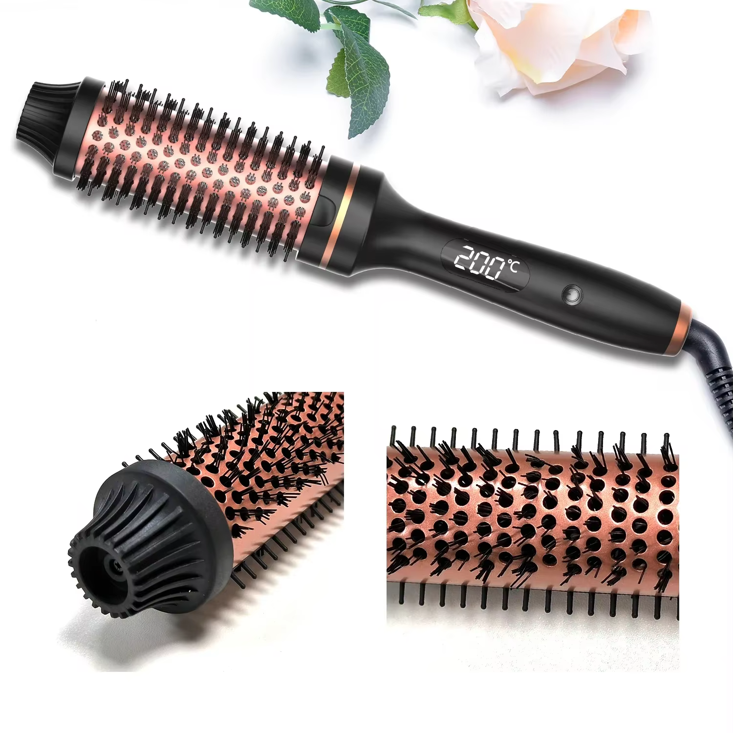 3 in 1 Heating Curling Iron Ceramic Heated Round Brush Electric Hair Straightener Brushs - Image 2