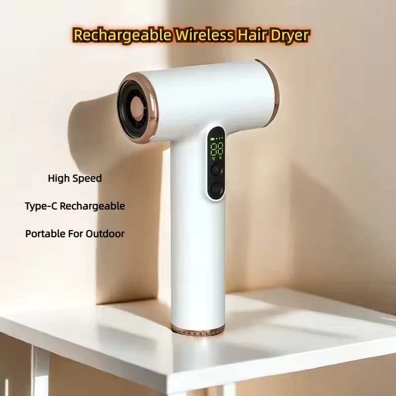 30000Rpm High-Speed Dry Cold Warm Wind Travel USB Charging Negative Ions LCD Display Hair Dryer