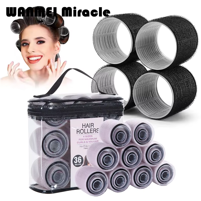 36pcs set Heatless Hair Rollers Self Grip Nylon Hair Curlers Hair Bangs Volume Loop DIY Hair Styling Tools