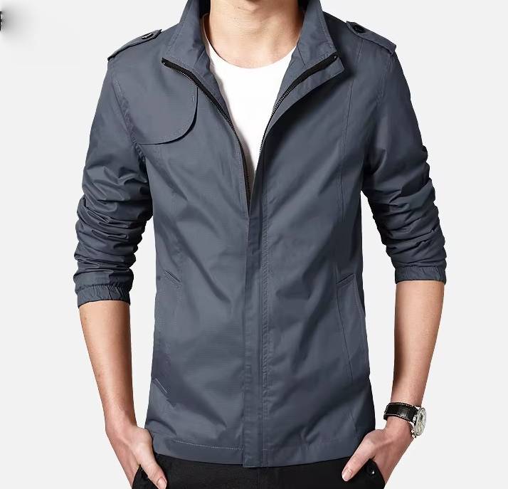 Casual Side Seam Pockets Lightweight Slim Fit Zipper Coat - Image 3