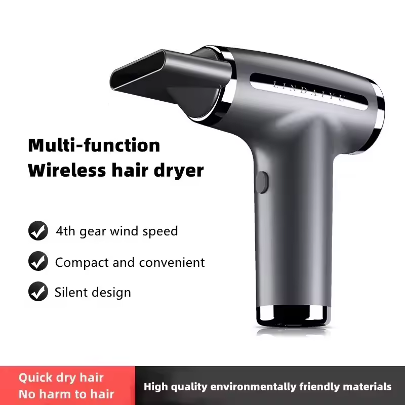 4 in 1 Wireless Hair Dryerl USB Rechargeable Only Cold Wind Blow Dryer