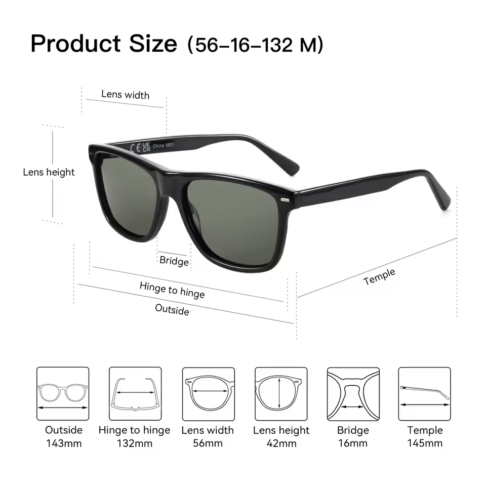New Arrivals Square Polarized Sunglasses Protection Acetate Sun Glasses - Image 5