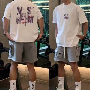 Cotton High Quality Short Sleeves Tee Gym Loose Breathable T-shirt